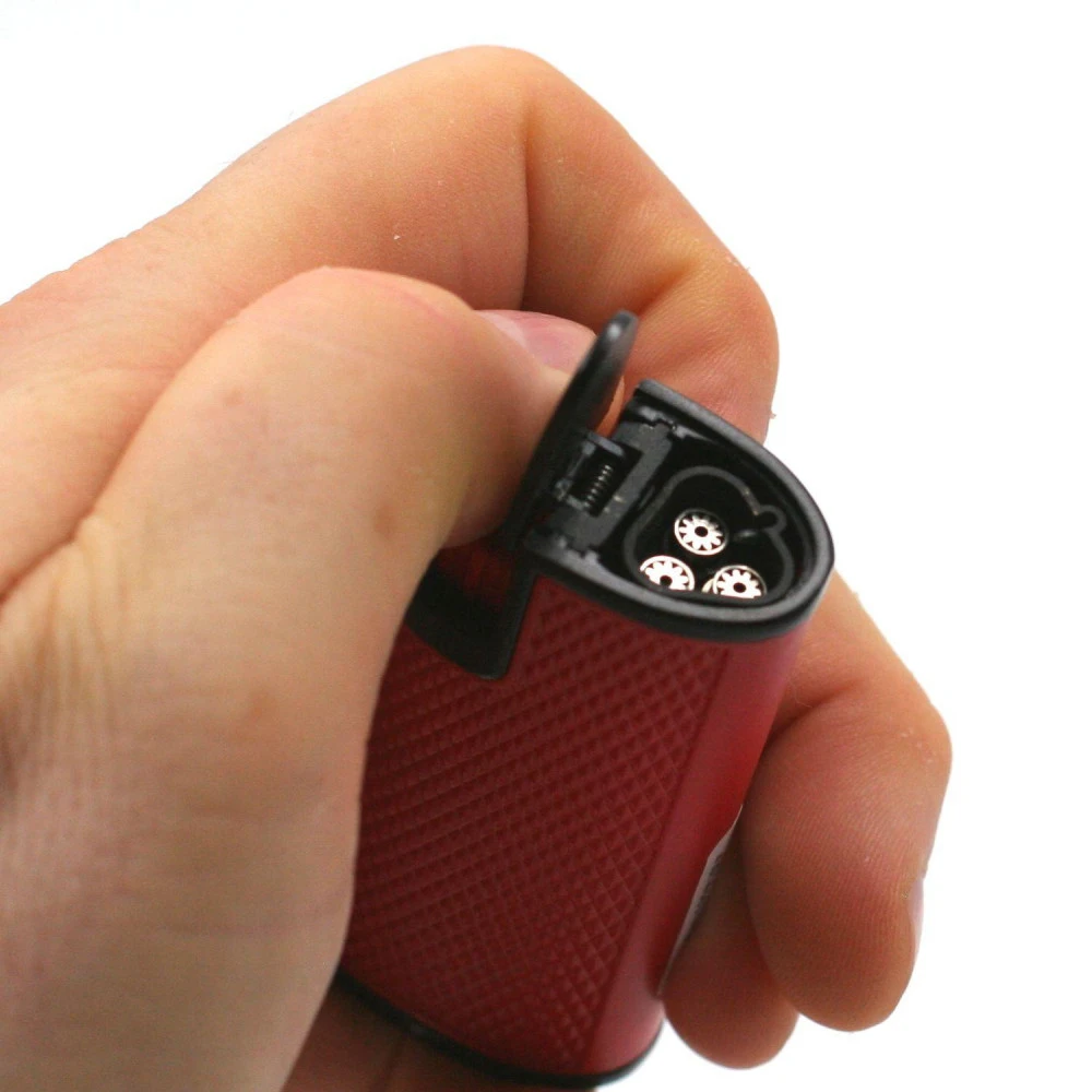 Briquet Turbo Métal Avec Perce Cigare Intégrer – Rouge 5 Briquet Turbo Métal Avec Perce Cigare Intégrer – Rouge – Image 3